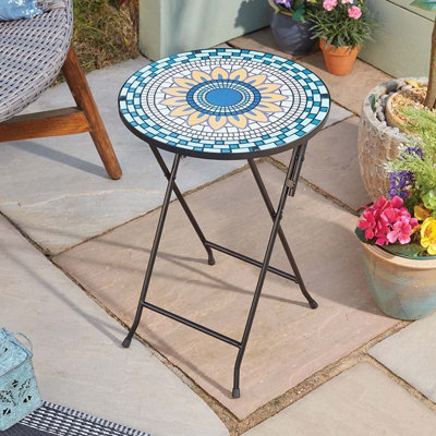 Mosaic Glass Foldable Table 35.5 X 35.5 X 53Cm Indoor & Outdoor Smart Garden from B&Q