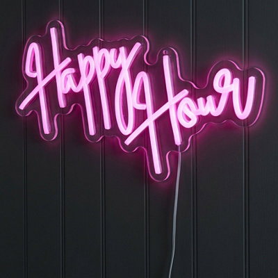 Neonesque Happy Hour Led Neon Sign from B&Q