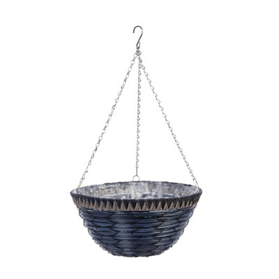 Smart Garden Faux Willow Weaved Grey Semi-Circle Plastic Hanging Basket35Cm from B&Q