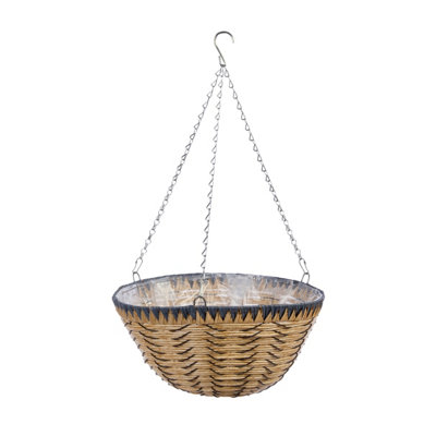 Smart Garden Faux Willow Weaved Natural Semi-Circle Plastic Hanging Basket35Cm from B&Q