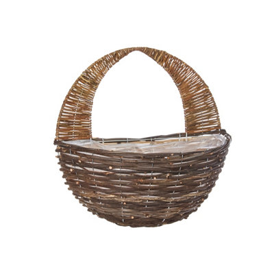 Smart Garden Rustic Willow Weaved Brown Semi-Circle Rattan Hanging Basket40Cm from B&Q