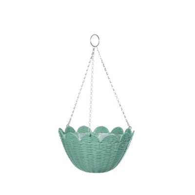 Smart Garden Faux Rattan Weaved Green Semi-Circle Plastic Hanging Basket35Cm from B&Q