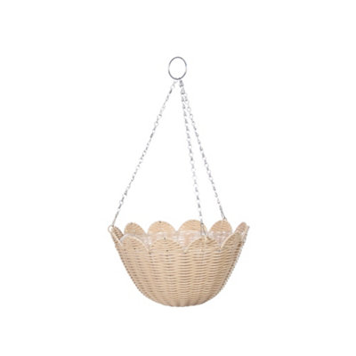 Smart Garden Faux Rattan Weaved Natural Semi-Circle Plastic Hanging Basket35Cm from B&Q