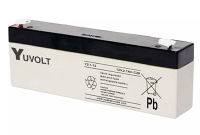 Yuasa Yuvolt Y2.1-12 Battery 12V 2.1Ah Security Alarm Lead Acid Battery 12 Volt from B&Q