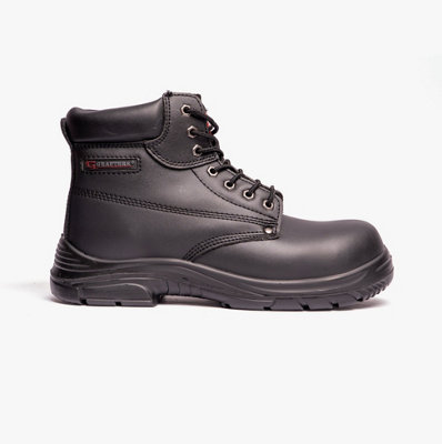Grafters Grafters M9503A Mens Leather Super Wide Ankle Safety Boots BlackUk-Size-9 Black from B&Q