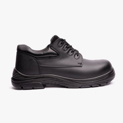 Grafters Grafters M9504A Mens Leather Super Wide Safety Shoes BlackUk-Size-10 Black from B&Q