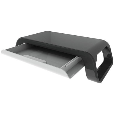 Contour Ergonomics Monitor Stand With Drawer Black from B&Q