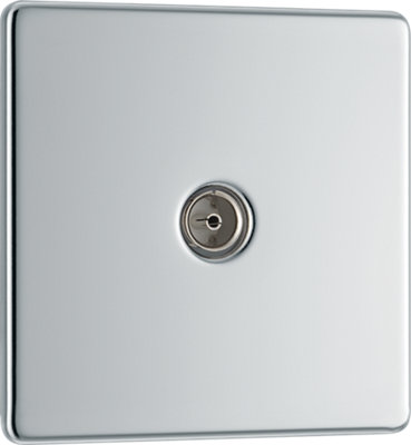 British General Bg Fpc60 Nexus Screwless Flat-Plate Single Coaxial Tv Outlet Polished Chrome