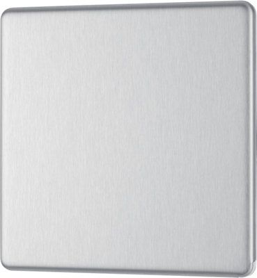 BG FBS94 Brushed Steel Single 1 Gang Blank Plate Cover Screwless Flatplate - Image 4