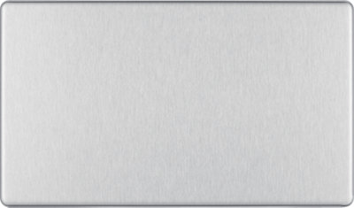 British General Bg Electrical Fbs95 Nexus Screwless Flat-Plate Double Blank Plate Brushed Steel from B&Q