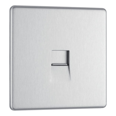 BG Electrical Bg Nexus Flatplate Screwless Brushed Steel 1 Gang Single Telephone Master Socket from B&Q