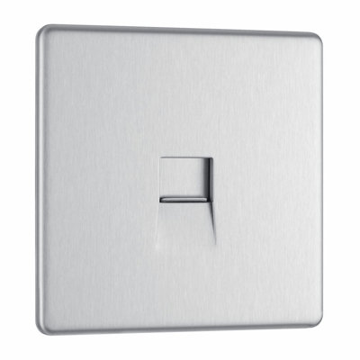 BG Electrical Bg Nexus Flatplate Screwless Steel 1 Gang Single Telephone Secondary Socket from B&Q