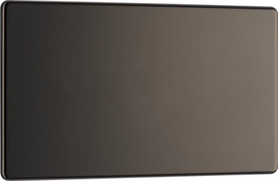 British General Black Bg Electrical Fbn95 Nexus Screwless Flat-Plate Double Blank Plate Nickel 2G