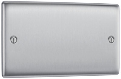 British General Bg Nbs95 Nexus Metal Brushed Steel 2 Gang Blanking Plate from B&Q