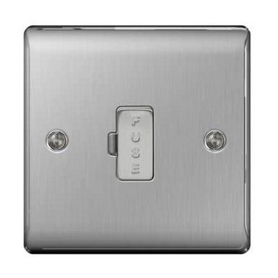 British General Bg Nbs54 Nexus Metal Brushed Steel 13A Unswitched Fused Spur Unit from B&Q