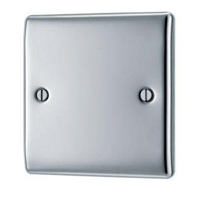 British General Bg Npc94 Nexus Metal Polished Chrome 1 Gang Blanking Plate from B&Q