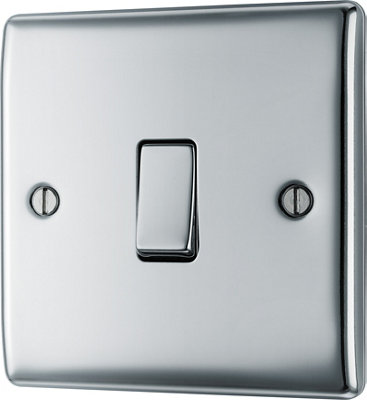 Bg 16A Single 2 Way Raised Slim Screwed Intermediate Switch Gloss Chrome Effect from B&Q