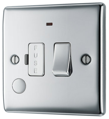 British General Bg Npc53 Nexus Metal Polished Chrome 13A Flex Output Neon Switched Fused Spur Unit