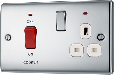 Bg Chrome Cooker Switch & Socket With Neon & White Inserts from B&Q