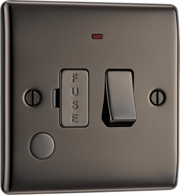 British General Bg Nbn53 Nexus Metal Nickel 13A Flex Output Neon Switched Fused Spur Unit Black