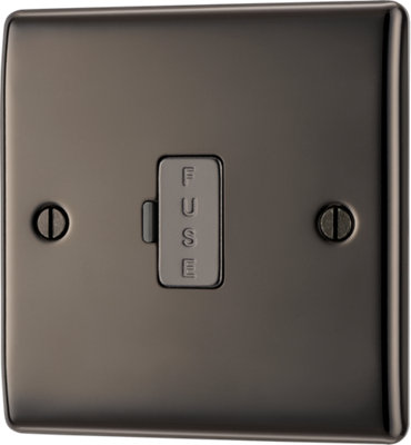 British General Bg Nbn54 Nexus Metal Black Nickel 13A Unswitched Fused Spur Unit from B&Q