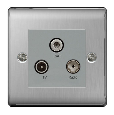 BG Electrical Bg Nexus Nbs67 Tv/fm/satellite Triplexer Socket (Brushed Steel) from B&Q