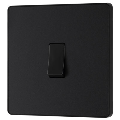 British General 20A Single 3 Way Raised Slim Screwless Intermediate Switch Matt Black from B&Q