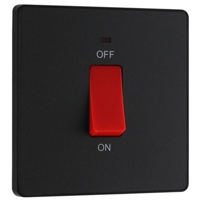 Bg 45A 2 Way 1 Gang Cooker Switch Screwless Matt Black from B&Q