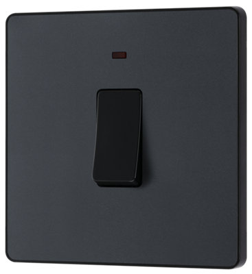 British General Bg Evolve Pcdmg31B Matt Grey 20A 2 Pole Led SwitchBlack Insert from B&Q