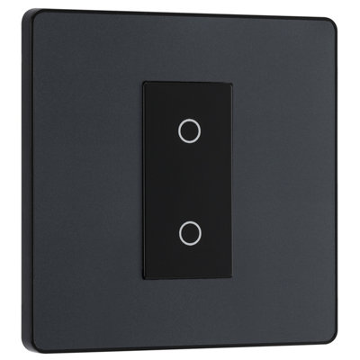 British General Bg Evolve Pcdmgtds1B Matt Grey 1 Gang 200W Trailing Edge Secondary Touch DimmerBlack Insert from B&Q