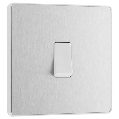 BG Electrical Bg Evolve 20A Single Wall Light Switch2 WayScrewless Brushed Steel from B&Q