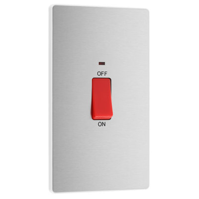 British General Bg Evolve Large 45A Double Pole Cooker Switch & LedBrushed Steel from B&Q