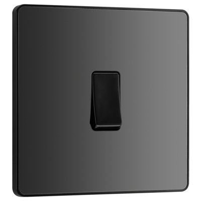 BG Electrical Bg Evolve 20A Single Wall Light Switch2 WayScrewlessBlack Chrome from B&Q