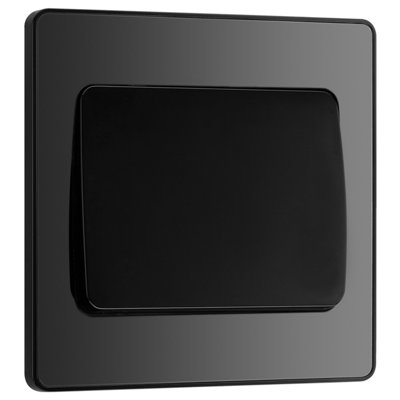 BG Electrical Bg Evolve 20A Single Wall Light Switch 2 WayWide Rocker Black Chrome from B&Q