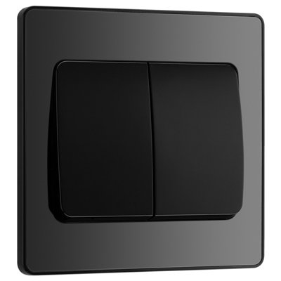 British General Bg Evolve 20A Double Wall Light Switch 2 WayWide Rocker Black Chrome from B&Q