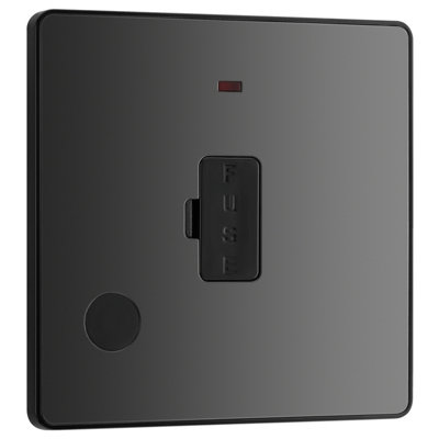 British General Bg Evolve Unswitched Fuse UnitFcuLed & Flex OutletBlack Chrome from B&Q