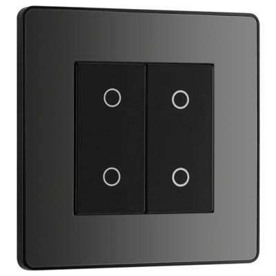 British General Bg Evolve Black Chrome 200W Double Touch Dimmer Switch 2-Way Secondary from B&Q