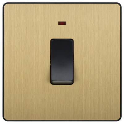 Bg 20A 2 Way 1 Gang Appliance Switch Screwless Satin Brass Effect from B&Q