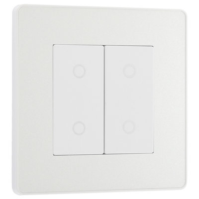 British General Bg Evolve Pearlescent White 200W Double Touch Dimmer Switch 2-Way Secondary from B&Q