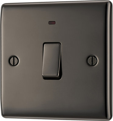 Bg 20A Rocker Raised Slim Control Switch With Led Indicator Gloss Black from B&Q