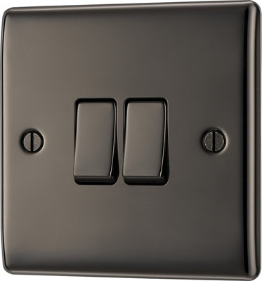 Bg Black Nickel 20A 2 Way 2 Gang Light Switch from B&Q