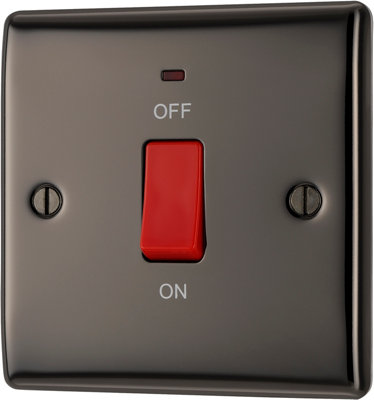 Bg 45A Rocker Raised Slim Control Switch With Led Indicator Gloss Black from B&Q