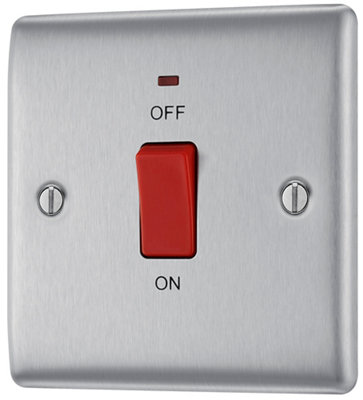 Bg 45A Rocker Raised Slim Control Switch Matt Steel Effect from B&Q