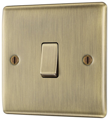 Bg 20A Single 1 Way Raised Slim Screwed Intermediate Switch Matt Brass Effect from B&Q