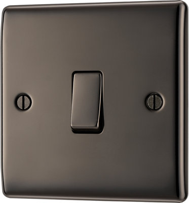 Bg 20A Single 2 Way Raised Slim Screwed Intermediate Switch Gloss Black Nickel Effect from B&Q