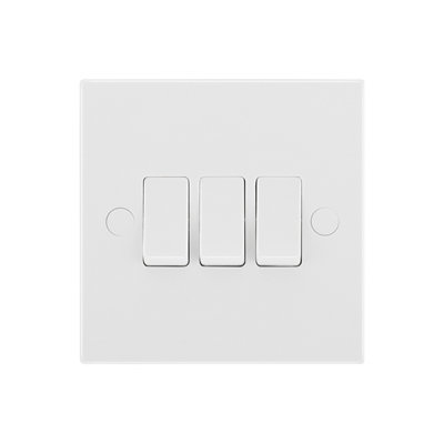 Bg White 20A 2 Way 3 Gang Light Switch from B&Q