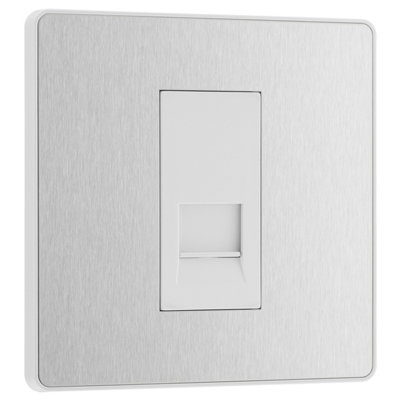 British General Bg Evolve Brushed Steel Single Secondary Telephone Socket from B&Q