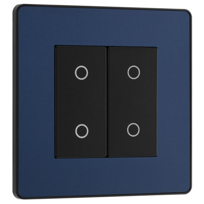 British General Bg Evolve Matt Blue 200W Double Touch Dimmer Switch 2-Way Secondary from B&Q