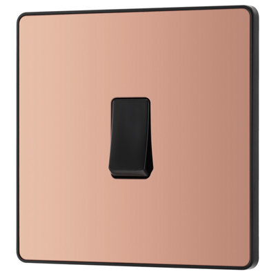 British General 20A Single 3 Way Raised Slim Screwless Intermediate Switch Gloss Copper Effect from B&Q