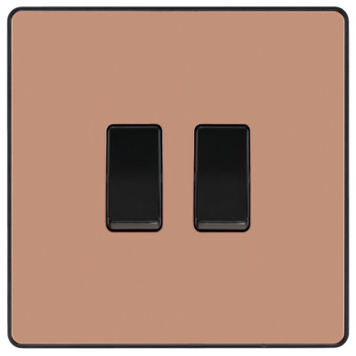 British General 20A 2 Way 2 Gang Double Light Screwless Switch Gloss Copper Effect from B&Q